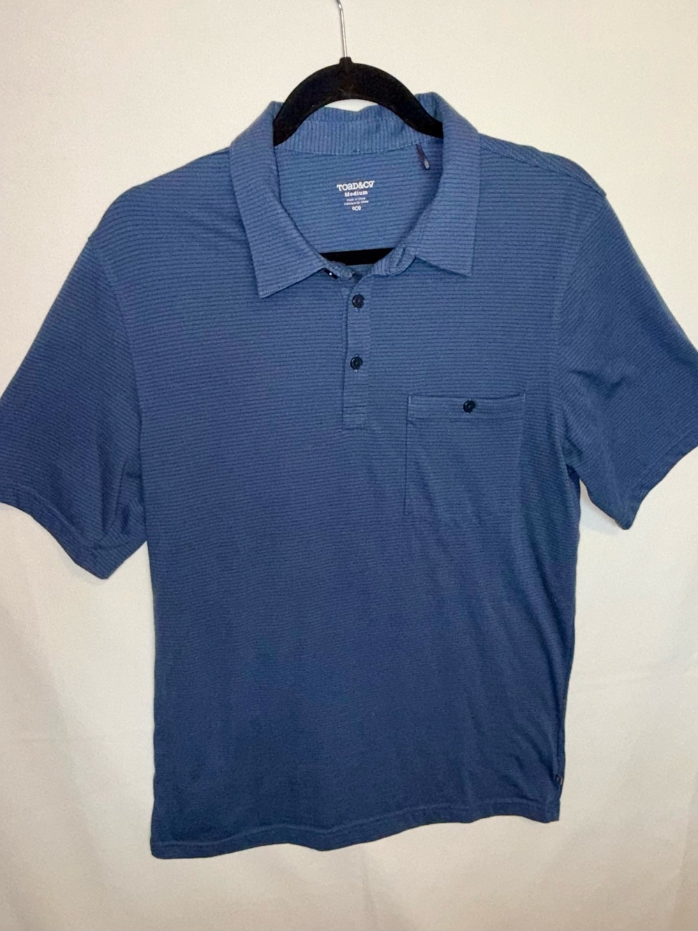 Toad&Co Men's Slate Blue Short-Sleeve Polo Size Medium Polyester Blend Summer